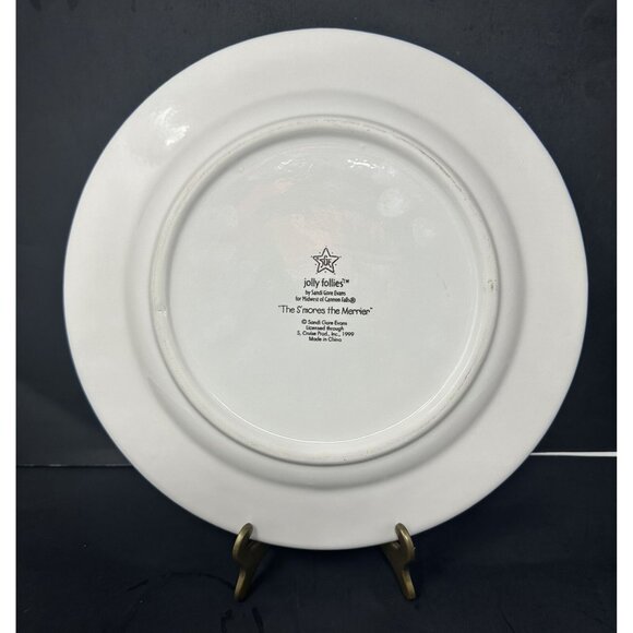 (2) SANDI GORE EVANS THE S'MORES THE MERRIER Jolly Follies Dinner Plates Snowmen - Picture 9 of 13